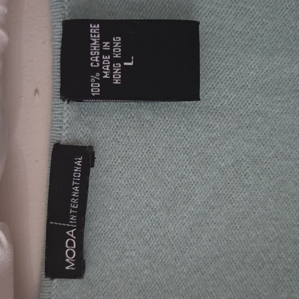 Victorias Secret cashmere SS tie sweater L pale blue - Picture 2 of 5